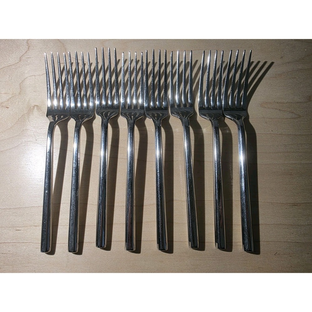 Set of 8 Retroneu CYLINDER Dinner Forks 18/8 Stainless Steel Korea MCM 7 5/8"